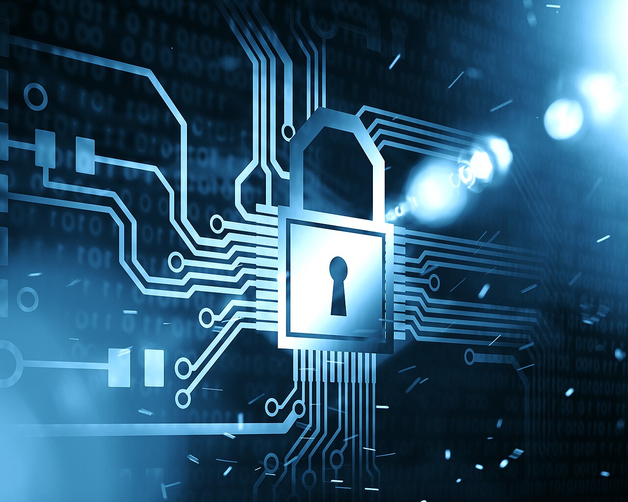 A digital padlock over a circuit board